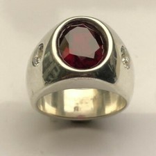 Natural Garnet Gemstone with 925 Sterling Silver Ring for Men's AJ787