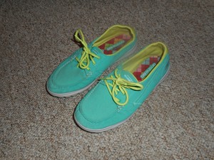 turquoise boat shoes