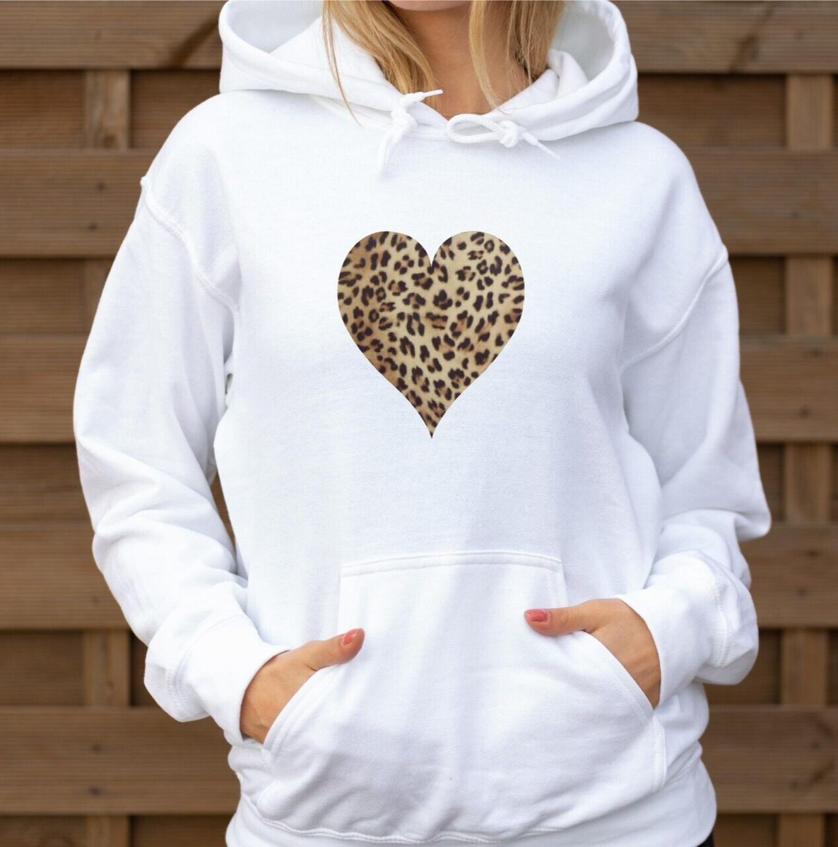Hoodie Leopardenmuster Pulli Animal Print Heart Hoodie Trending