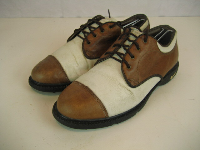 Womens Vntg Nike Air Golf Shoes Saddle Oxfords Tan/White  display picture 2