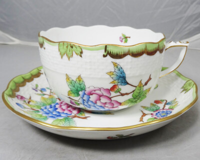 QUEEN VICTORIA Herend Tea Cup & Saucer Canton Shape NEW NEVER USED made Hungary