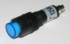 Panel Mount Round Mini LED 8 mm 12 V AC / DC Indicator - Blue - Plastic Case