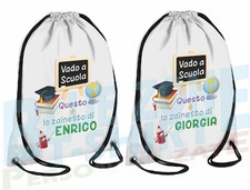 Vado a Scuola Sacca Personalizzata con Nome Zainetto Materna Asilo Nido Bimbi