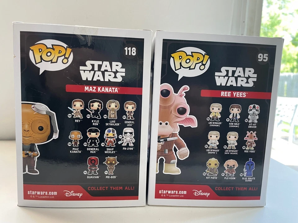 LOT OF 4 FUNKO POP STAR WARS EXCLUSIVES REE YEES, MAZ KANATA, REY, ME-809 MIB - Image 4 of 4