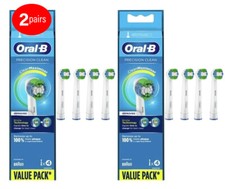 2 Pairs of 4 Count Braun Oral-B Precision Clean Electric Toothbrushes Heads