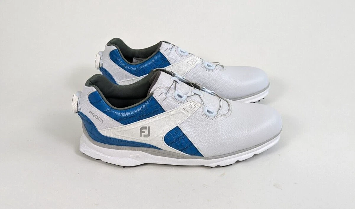 Footjoy FJ MyJoys PRO SL Golf Shoes BOA Lacing White Royal Blue Croc US 8.5