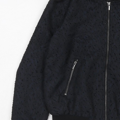 H&M Womens Blue Bomber Jacket Size 8 Zip - 第 9/10 張圖片