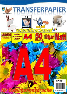 Subli Nova A4 Sublimationstransferpapier für Textilien und Feststoffe - 50 Blatt