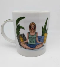 Rongrong Devoe Namaste In Bed Ceramic Oversize 20 oz mug Yoga Meditation 