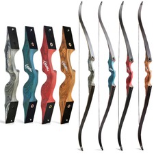 Arco recurvo de derribo de cazador negro de 60" de 20-60 lb arco largo de madera tiro con arco caza