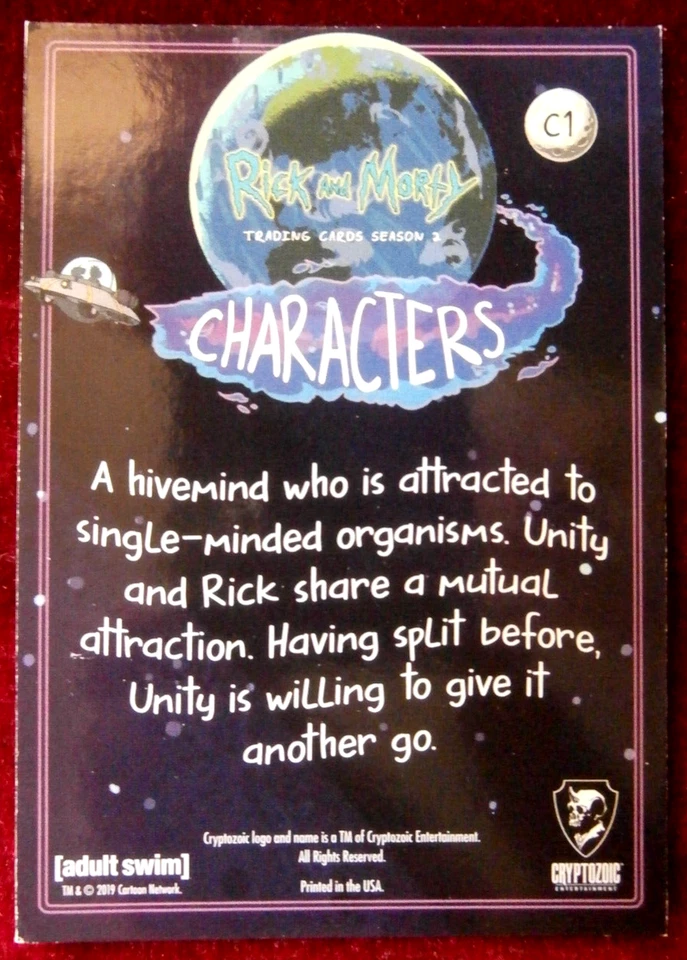 RICK AND MORTY - Season 2 - Card C01 - Unity - Cryptozoic 2019 - Image 2 of 2