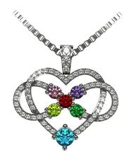 Infinity Love Mother & Child Necklace W/ 1-5 Simulated Birthstones
