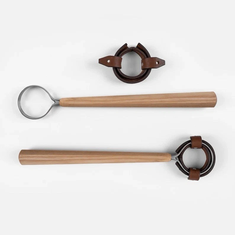 Wooden Handle Stainless Steel Whisk with Leather Holder – Premium Kitchen Tool