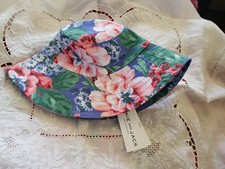 NWT Janie And Jack Bucket Hat, Floral Design Fabric, 6 To 12 Months