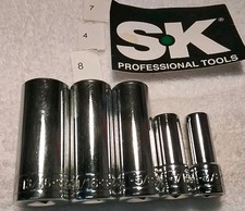 38 Drive Deep Socket Set Sae S-k 5pc 12pt Usa 