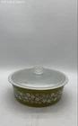 Pyrex Spring Blossom Green Round Casserole Dish 664 4 Qt Lid Vintage