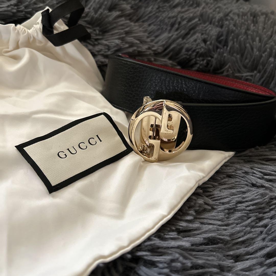 GUCCI Reversible GG Logo Black Leather Belt for Men and Women