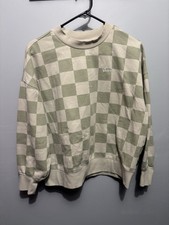 Vans Green Checkerboard Pull Over Sweatshirt Men s Size Small