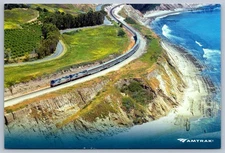 Postcard Santa Barbara CA Amtrak Train Coast Starlight Along Pacific Coastline