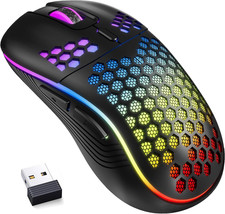Wireless Gaming Mouse Honeycomb 2.4G USB Cordless Mouse RGB Rechargeable PC Game