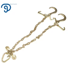 5/16''x3' G70 V-Chain Bridle w/ 8" Medium J Hooks, T- Hook & J-Hook w/Grab Hooks