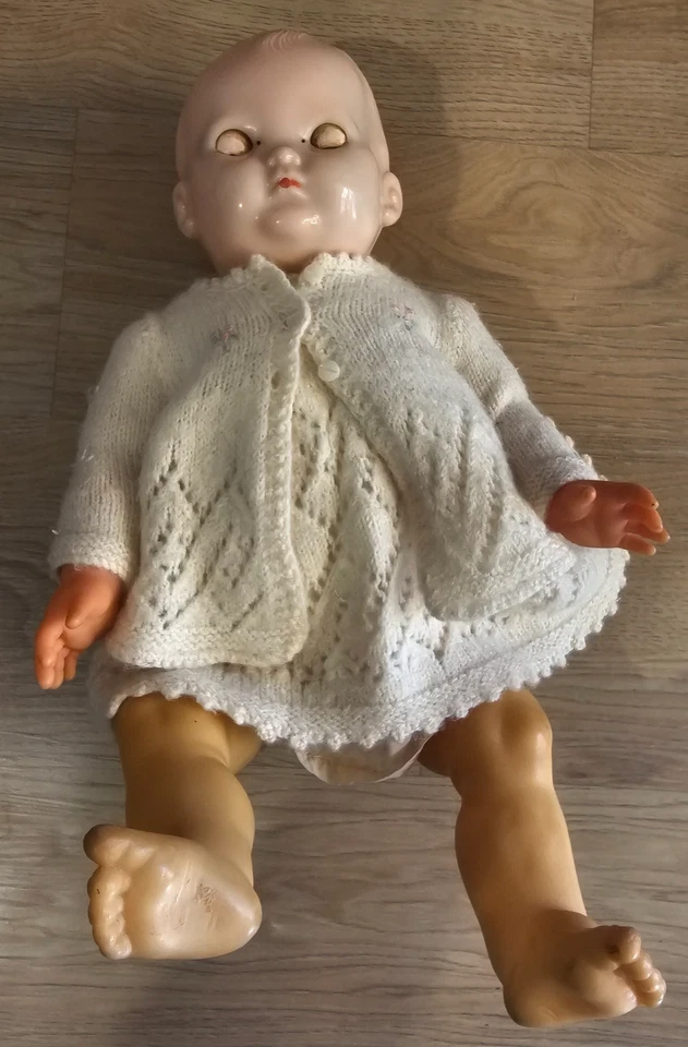 Vintage Antique Baby Doll Blinking Eyes Molded Hair Soft Body Posable - Image 4 of 4