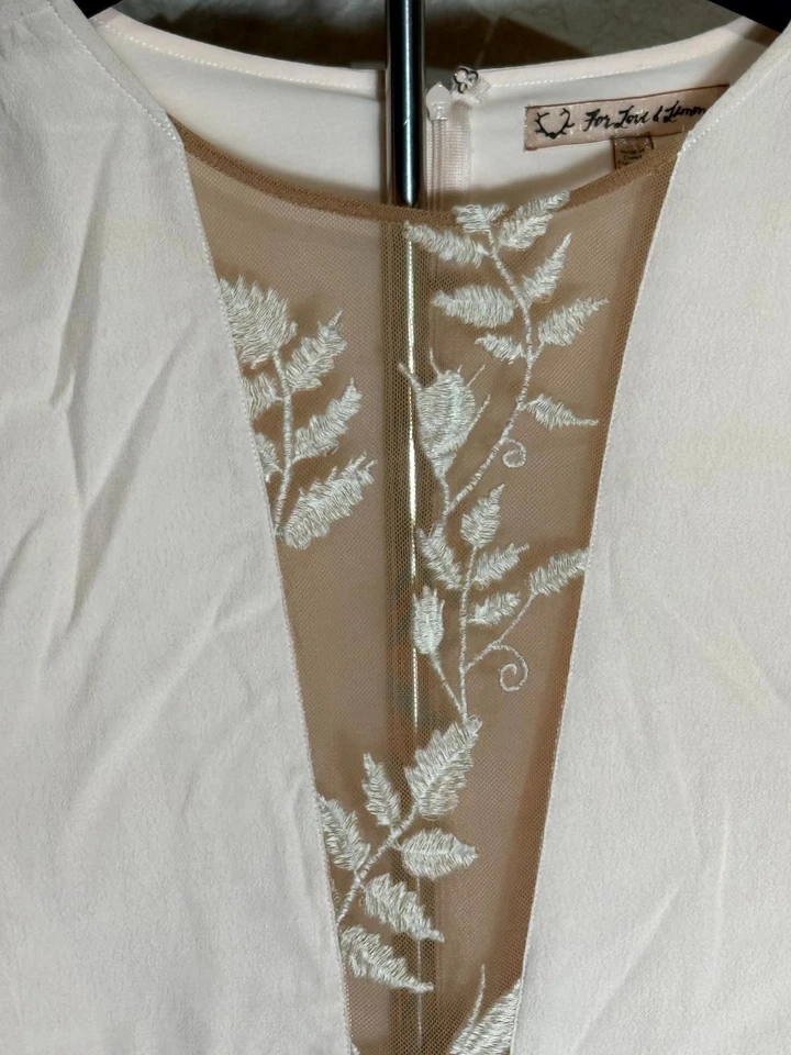 For Love & Lemons Emelia Romper 女式 S 粉色灰尘荷叶边背面拉链喇叭袖 — 第 4/4 张图片