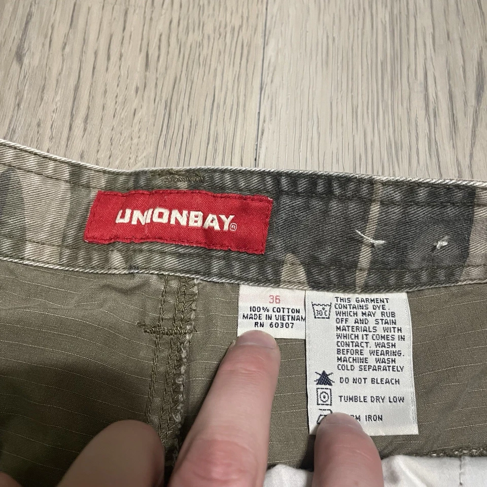 Pantalones Cortos Carga Y2K Union Bay Para Hombre Talla 36 Calce Suelto Verde Skate Grunge Foto 3 de 4