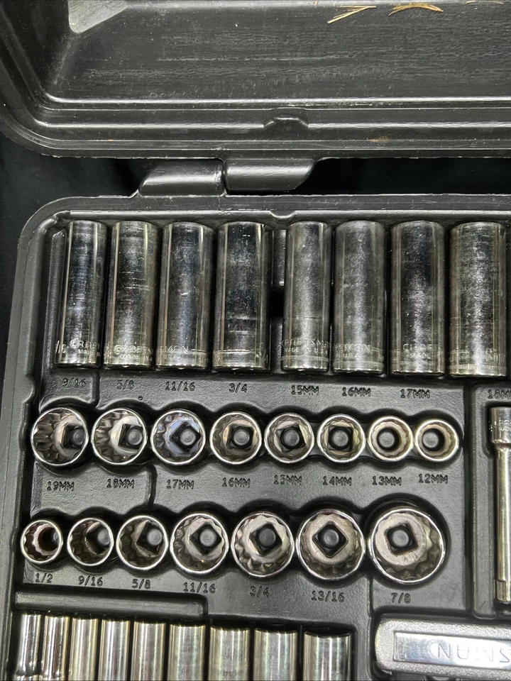 Craftsman Socket Set 1/4" 3/8" 1/2" Drive Metric SAE Ratchets & Case USA Vintage - Image 4 of 4