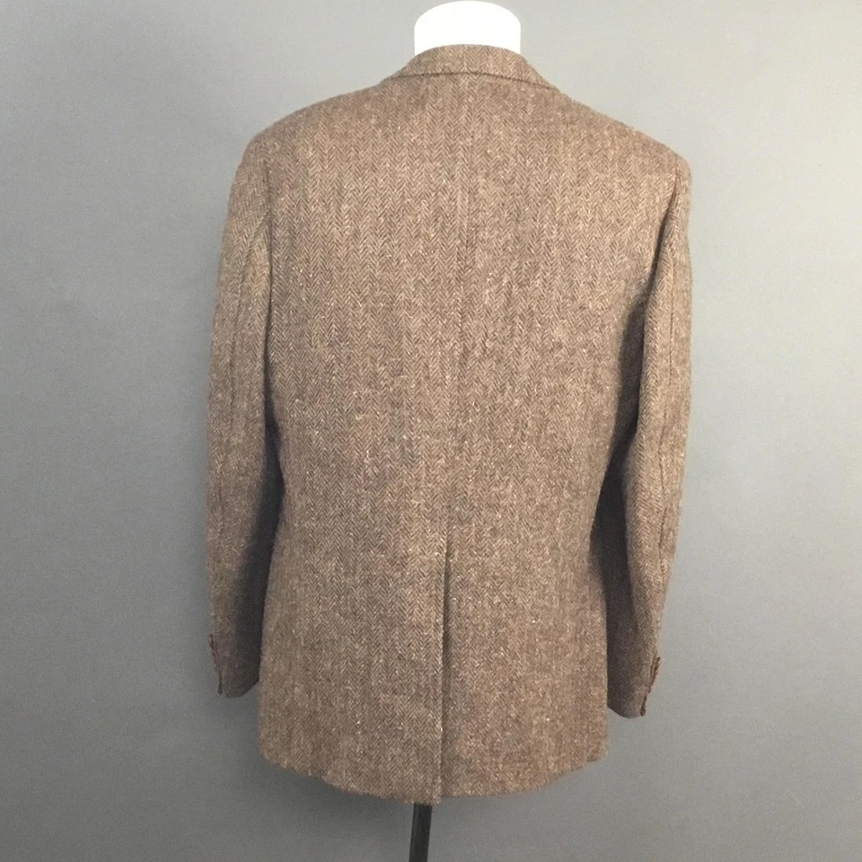 Chaps Ralph Lauren Blazer Mens 46L Brown Herringbone Wool Made in USA Nordstrom - Image 2 of 4