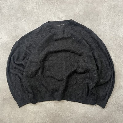 Tip Top Tailors Pullover Herren XL Rundhals Grobstrick Vintage Sweater, Schwarz