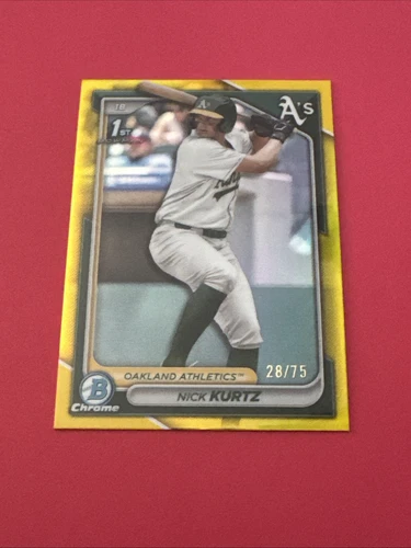 Nick Kurtz 2024 Bowman Draft #BDC-56 Yellow Refractor 1st /75 