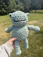 Handmade Green Crochet Frog Plush, Small Stuffed Animal