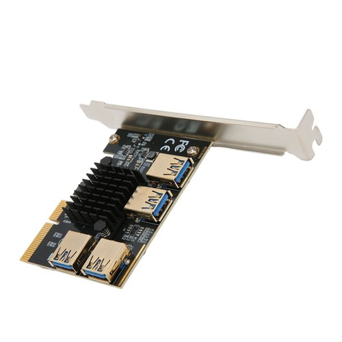 Pci‑E Riser Card Pci‑E X4 1 To 4 Pci Express 16X Slot Adapter Card Usb 3.0 AM - Picture 7 of 24
