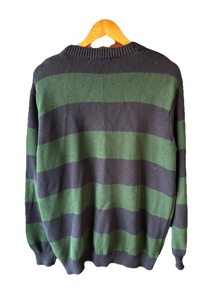 Brandy Melville Vintage Y2K Rugby Striped Sweater Navy & Green OS Cardigan  - Image 4 of 4