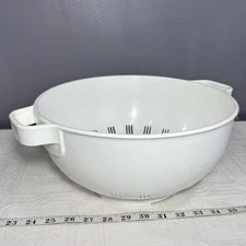 Vintage KAMENSTEIN Large Deep Heavy Duty White Plastic Colander Strainer 11x14”
