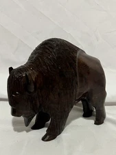 Vtg Ironwood Hand Carved American Buffalo Bison Sculpture Cabin Lodge Decor Art