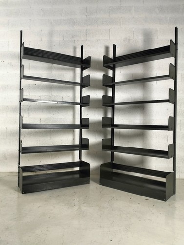 Pair of “Congresso” olive green metal bookcases by Lips Vago 1960s, 70s - Picture 2 of 13