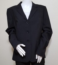 NWT The Limited Womens Size 12 Black Gray Striped Wool Blend 3 Button Blazer
