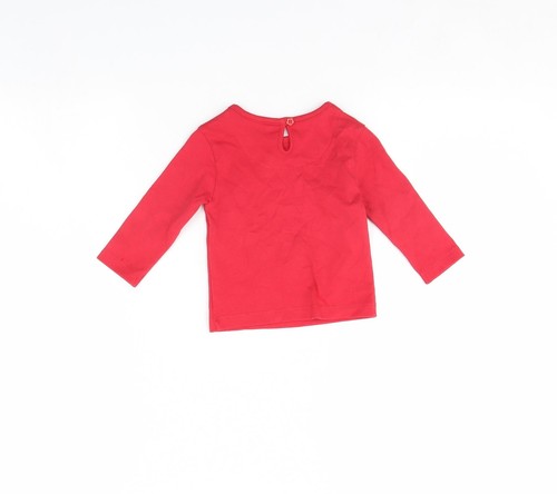John Lewis Baby Red Cotton Blend T-Shirt Size 3-6 Months christmas - Picture 2 of 12