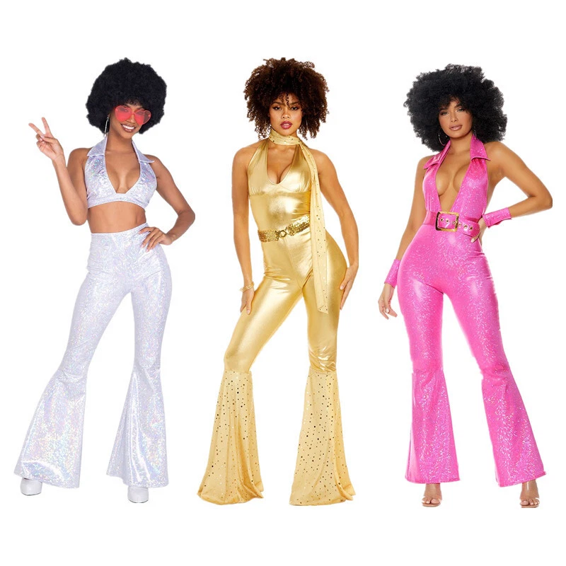 Women Sexy Rock Disco Hippies Cosplay Costume 70's 80's Hippies Dance Outfit - Image 3 of 3
