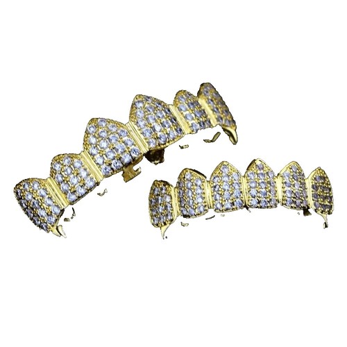 JINAO 14K Gold Plated ICED Out CZ Teeth Grillz T In Pakistan - Foto 12