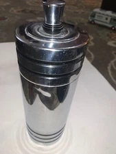 Vintage Chase USA Art Deco Chrome Cocktail Gaiety Shaker Black Bands