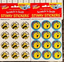 48 TREND Scratch n Sniff RETRO STINKY STICKERS, HONEY, Lemon Juice Ex Sqeeze Me!