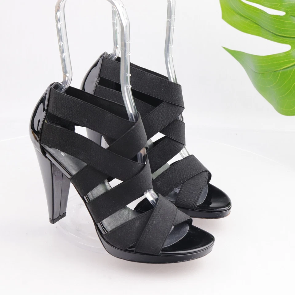 Stuart Weitzman Women's Crossup Sandal Size 7.5 High Heel Black Elastic Straps - Image 2 of 4