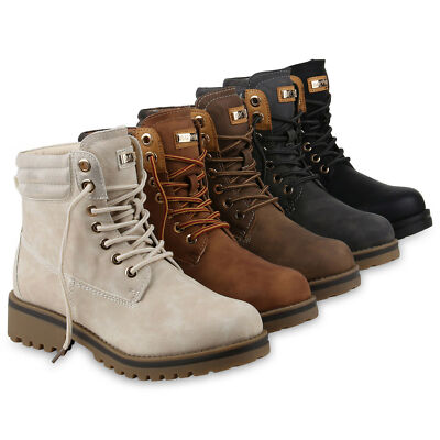 Damen Stiefeletten Worker Boots Outdoor 895915 Schuhe