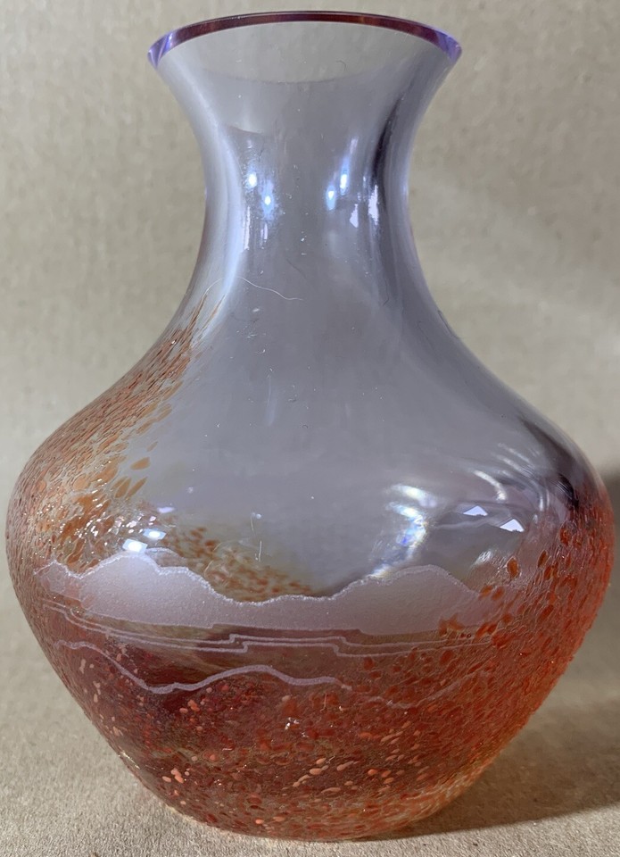 Etched Coastal Scene Caithness Art Glass Vase. eBay