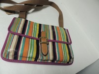 Fossil Key Per Mini Handbag/crossbody In Stripes Bright Colors Fossil Key Per Mini Handbag/crossbody In Stripes Bright Colors