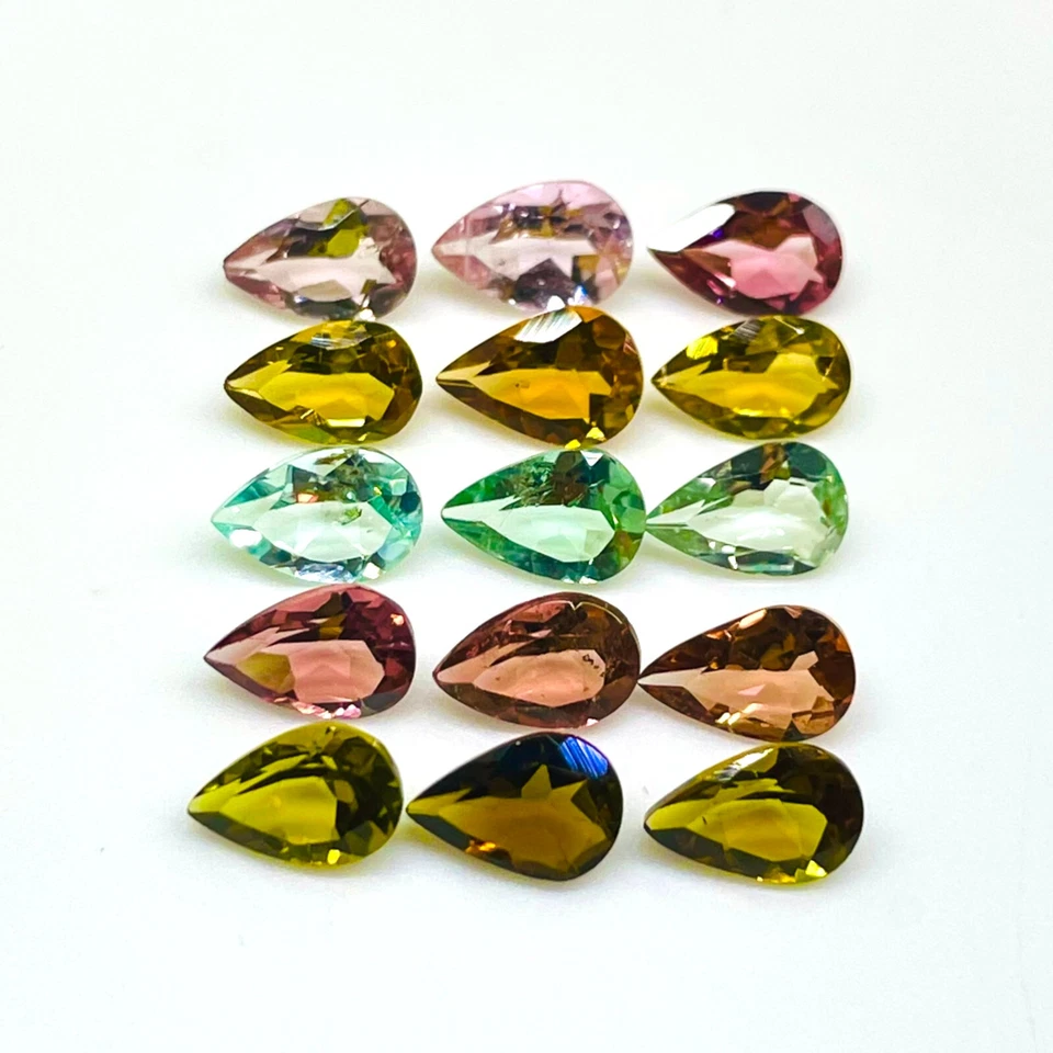 VVS 15 Pcs Natural Multi Tourmaline 6x4mm Pear Cut Top Quality Loose Gemstones - Image 3 of 4