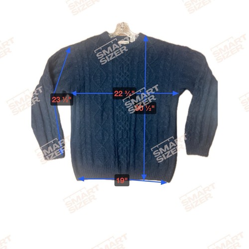 New 90s Y2K Cable Knit Wool Blend Crewneck Fisherman Sweater Men's Size XL Blue - Picture 11 of 11